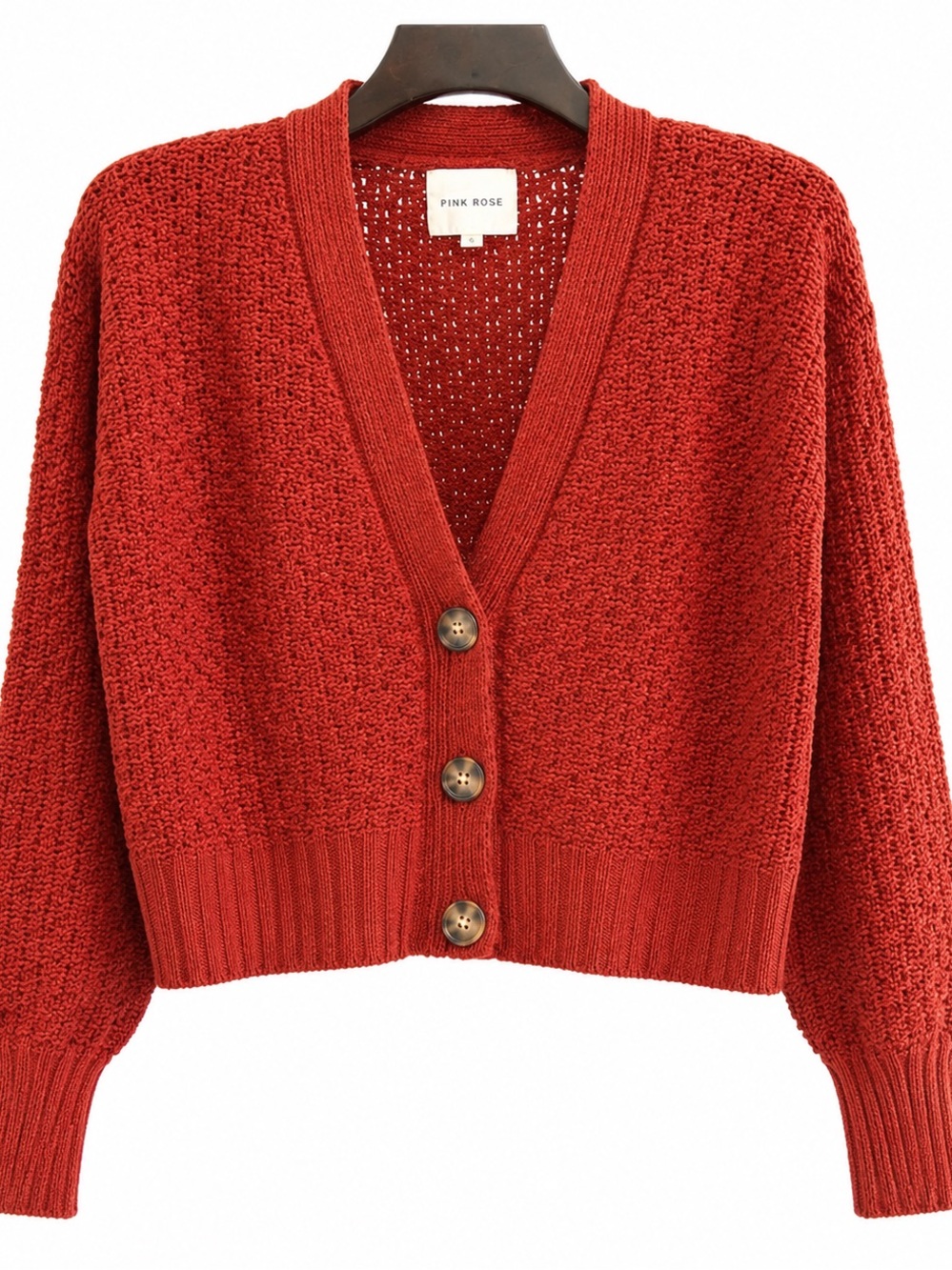Women's reddish orange cardigan cropped  Sweater‎